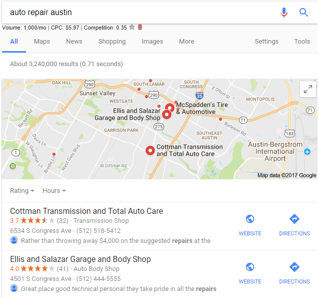 Google Displaying Review Snippets in Local Search Results 3